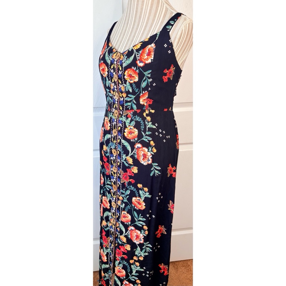 Angie Black Maxi Dress with Red & Green Floral Print - Picture 3 of 8